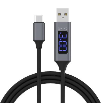 China cabo macio de carregamento rápido de USB C da exposição de diodo emissor de luz USB do cabo trançado de nylon de 3.1A à venda