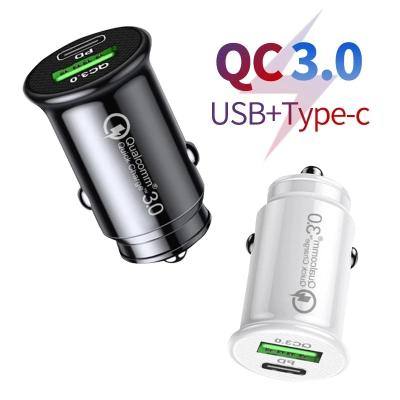 China 20W USB C Dual Port Car Charger QC3.0 Mini Lighter Slot PD for sale