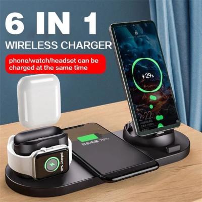 China Rotating 6 In 1 Wireless Charging Station 5V 2A Multi Device Charger For Apple IPhone for sale