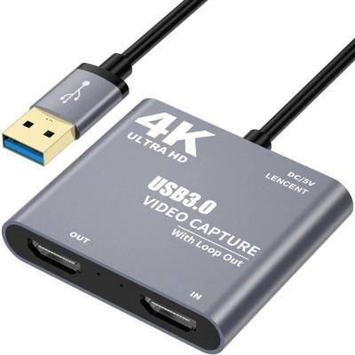 China USB3.0 HDMI Video Capture Device 4K 1080P USB Audio Capture Card DSLR Camcorder 82g for sale