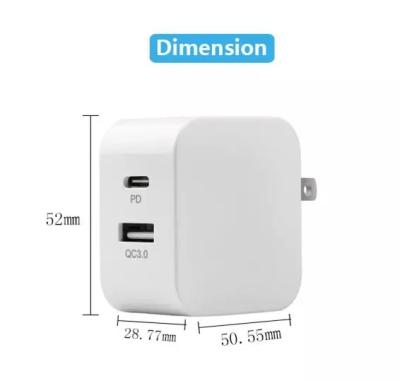 China USB Type C 100-240V Dual Port Charger 20W Foldable Plug For IPhone 13 Pro Max for sale