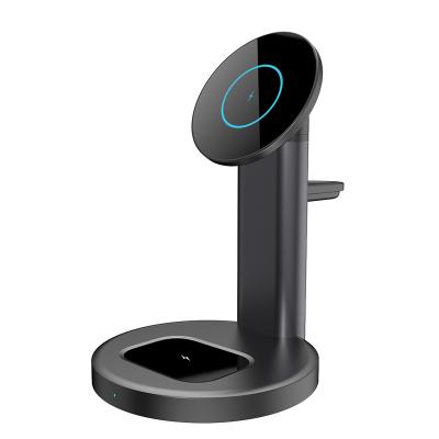China Magnetic 15W ABS Wireless Charging Station For IPhone Airpods Apple Watch for sale