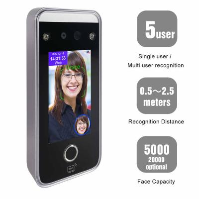 China Time Recording Face Biometric Attendance Machine Infrared Camera Live Face Detection for sale