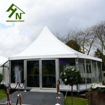 China Aluminium Frame Hexagon Marquee Tent Gazebo Canopy With Glass Walls for sale