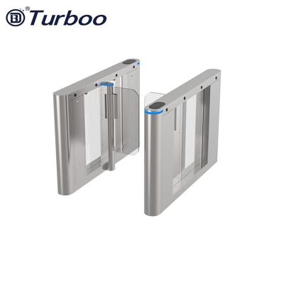China Fast Access Control Speed Gate Turnstile Swing Barrier Gate With LED Strip Bar for sale