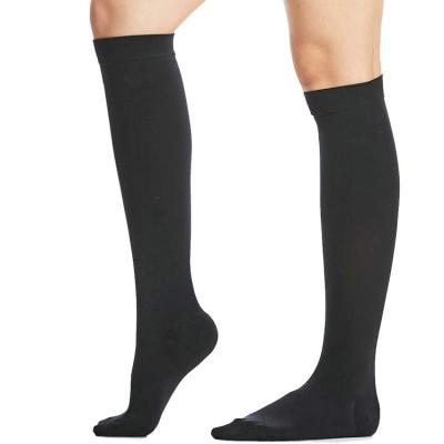 China Black Anti Embolism Compression Stockings Thigh High 20 30 Mmhg for sale