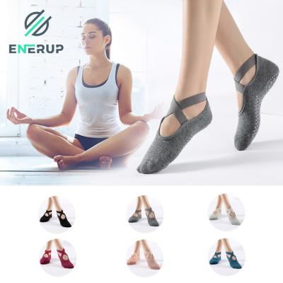 China Full Fingers Yoga Barre Socks 85% Cotton Non Slip Yoga Socks for sale