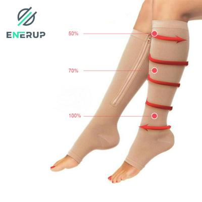 China Antibacterial Support Hose 15 20 Mmhg Medical Zipper Compression Socks for sale