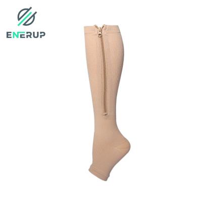 China Spandex 15mmHg Zipper Medical Compression Socks With Open Toe for sale