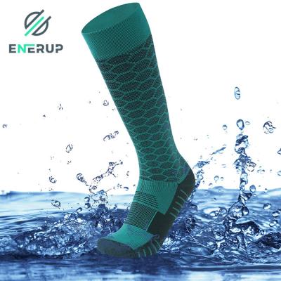China Seamless Green Waterproof Running Socks Sublimated Football Socks for sale
