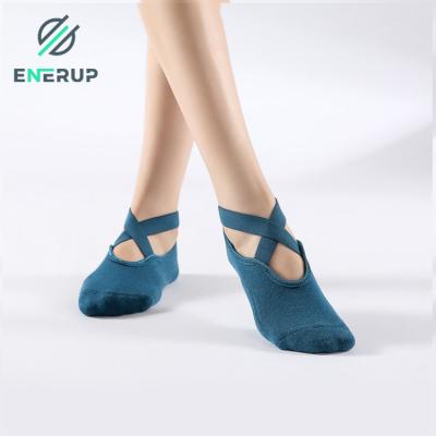 China Calcetines verdes azules de Pilates de la yoga de Barre Grip Socks Cotton Spandex en venta
