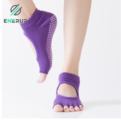 China Enerup Non Slip Yoga Socks Yoga Toeless Grip Socks For Workout for sale