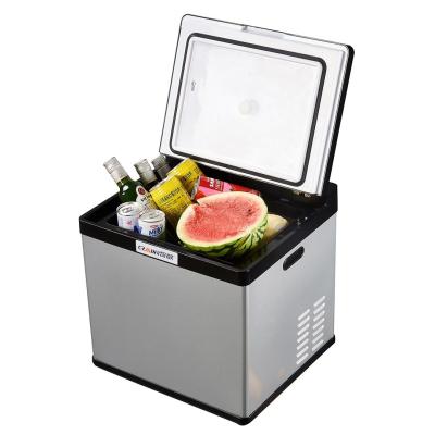 China 24V DC 28L Mini Car Refrigerator Cooler With Digital Display And Trolley Handle for sale