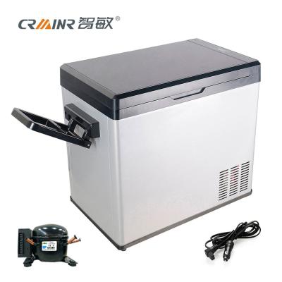 China New Technology Mini Portable Car Refrigerator With Trolley Handle Tempered Glass for sale
