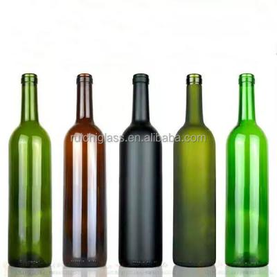 China Other Beverage 750 Ml Red Wine Glass Bottle with Cork Top and Dead Leaf Yellow Color for sale