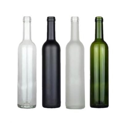 China 500ml/750ml Glass Red Wine Bottle Dark Green Grape Wine Empty Bottle With Design for sale