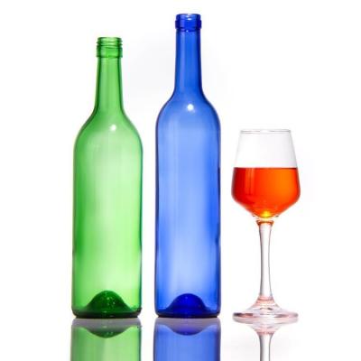 China Hot Stamping Juice 300ml 750ml Guala Cap Blue Round Glass Spirits Wine Bottle for sale