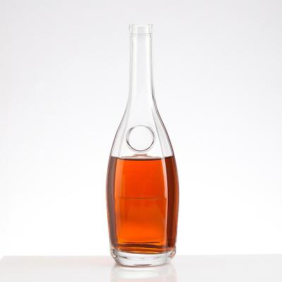 China 500ml 750ml 1000ml Clear Round Liquor Glass Bottle for Whisky Rum Tequila Vodka Liquor Wine for sale