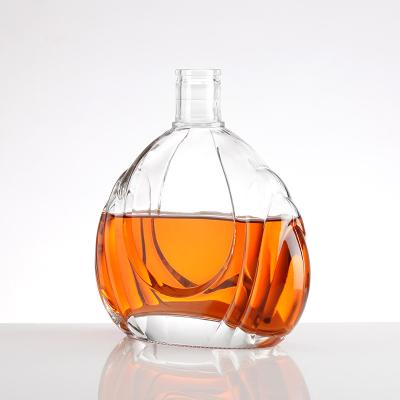 China 500ml 200ml 700ml 750ml Super Flint Glass Empty Clear Brandy Whisky Bottle with Cork for sale
