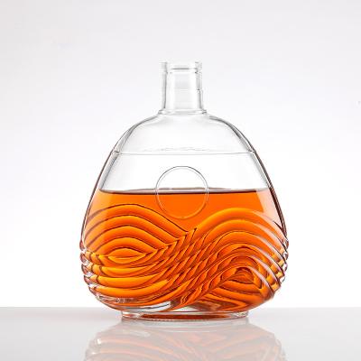 China Surface Handling Hot Stamping Glass Bottle for Whiskey Gin Vodka 700ml for sale