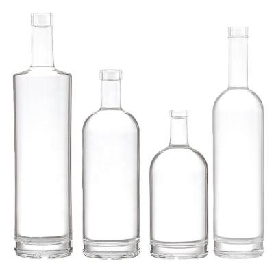 China Custom Make Super Flint Glass Clear Empty 750ml 500ml Vodka Liquor Gin Glass Bottle for sale