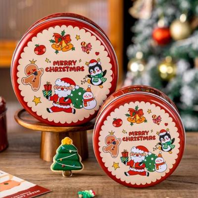 China Customized Round Shape Metal Tin Chocolate Cookie Tin Candy Christmas Tin Can Gift Packaging Tin Box Packing Box for sale
