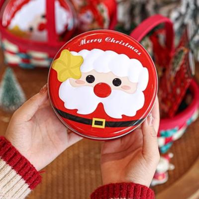 China Customized Hot Sale Christmas Cookie/Candy/Chocolate Round Iron Can Box Gift Packaging Box Packing Box for sale