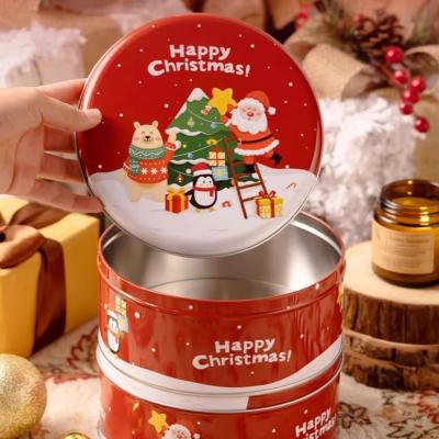 China Wholesale Customizedchristmas Round Tin Box Gift Packaging Candy Cute Wedding Candy Mini Small Empty Box Packing for sale