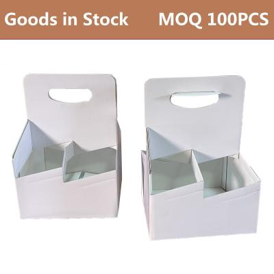 China Goods in Stock Wholeasale Cheap Customized Printed Corrugated Paper 2 Coffee Cup Holder with Handle MOQ 100PCS for sale