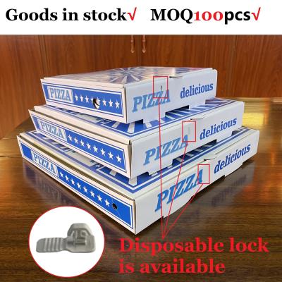 China Goods in Stock Wholeasale Corrugated Kraft 8-12 Inch Pizza Box with Disposable Lock, MOQ 100PCS for sale