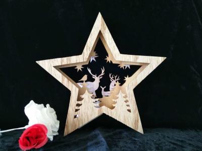 China New products home decoration wooden led lighting christmas star string lights battery operated for sale