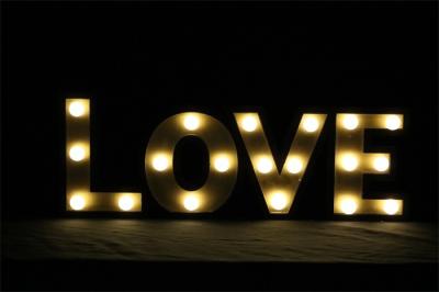 China wholesale shining handicraft love shape wooden letter colorful night light for sale