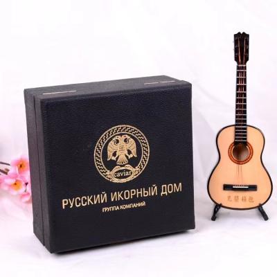 China PU Leather Empty Caviar Packaging Gift Box With Gold Foil Water Proof for sale