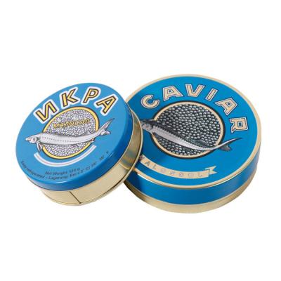 China El caviar redondo ligero que empaqueta, caviar vacío conserva 100g 125g 250g 500g en venta
