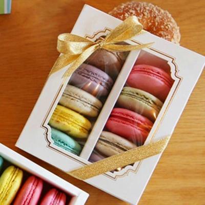 China Personalised Macaron Food Packaging Box With Clear Window 15.7x12.8x5.8cm for sale