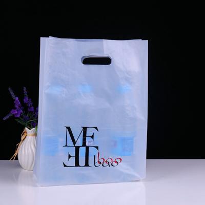 China 50 Micron Ldpe Die Cut Handle Bags With Logo Printed For Promotional for sale