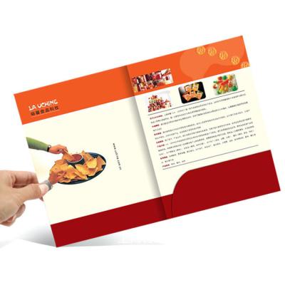 China A4 Size Full Color Brochures Pocket Paper Cardboard File Folder For Office for sale