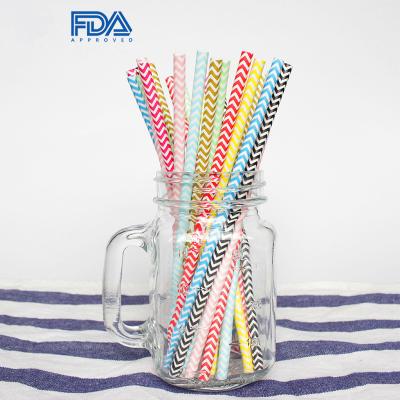China FDA Certificate Disposable Biodegradable Paper Straws With Different Pattern for sale