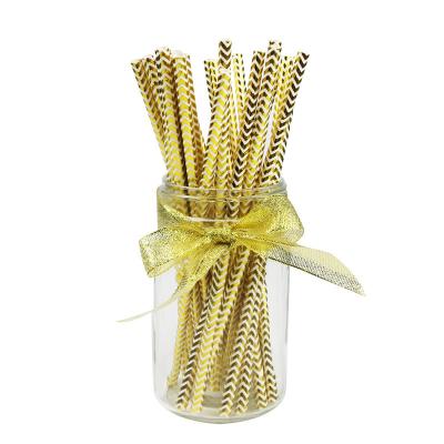 China Recyclable Print Paper Drinking Straws In Bulk Gold Foil Pattern Iso9001 for sale