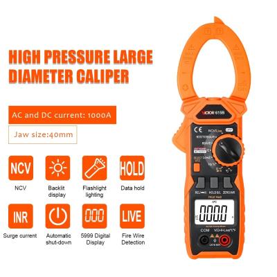 China VICTOR 615B DC 1500V 1000A True RMS  AC DC Digital Clamp Multimeter with Live NCV solar energy clamp meter for sale