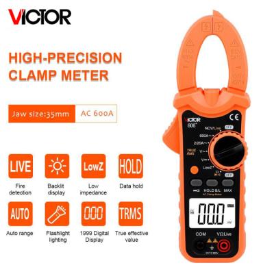 China VICTOR Digital Clamp Meter 5999 Counts AC DC 600V 600A With Live NCV Flashlight for sale