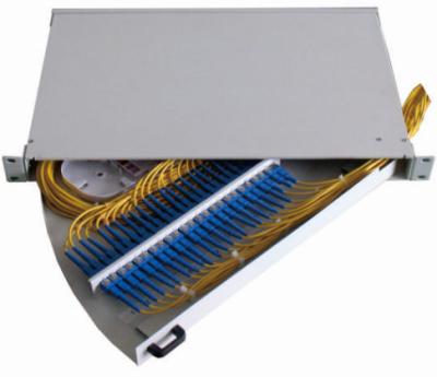 China Swing Out Tray 24 cores Fiber Optic Termination Box 1U 430X300MM for sale