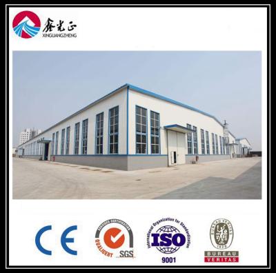 China Sloping Roof Warehouse Prefabricated Buildings Recyclable Steel Frame Workshop for sale