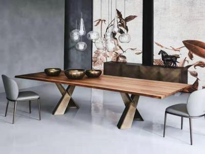 China Walnut Wooden Top Dining Table , Contemporary Wood Dining Table 2200mm Length for sale