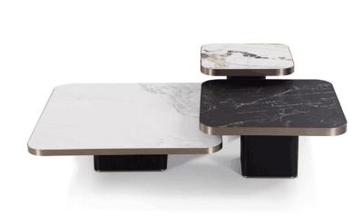 China Luxury Ceramic Marble Ceramic Coffee Table Ensemble Blends Classic Contemporary for sale