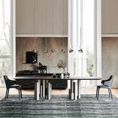 China Irregular Marble Steel Dining Table , Unique Marble Dining Table 2400mm Length for sale