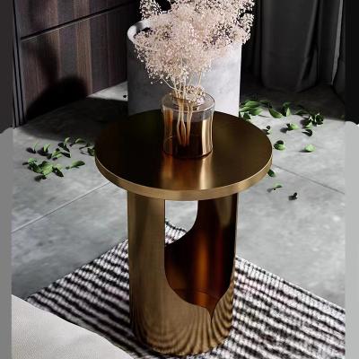 China Mesa de lado de estilo nórdico minimalista, mesa redonda de café nórdico cepillado en venta