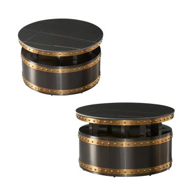 China Nostalgic  Titanium Vintage Marble Top Coffee Table Charming Round Metal Accent for sale