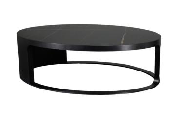 China Half Hollow  Black Tray Top Coffee Table , Modern Marble Side Table 400mm Height for sale