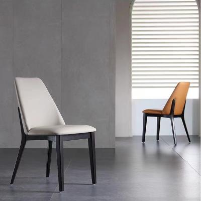 China Extendable Back Italian Style Dining Chairs Wood Frame Unique Design  Leather for sale